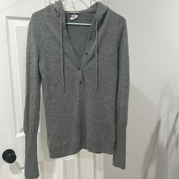 J Crew cashmere fitted hooded sweater.  Gorgeous. - Picture 8 of 9